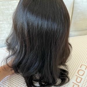 Hair topper, purchased at Continental Hair, dark brown, clip in halo..